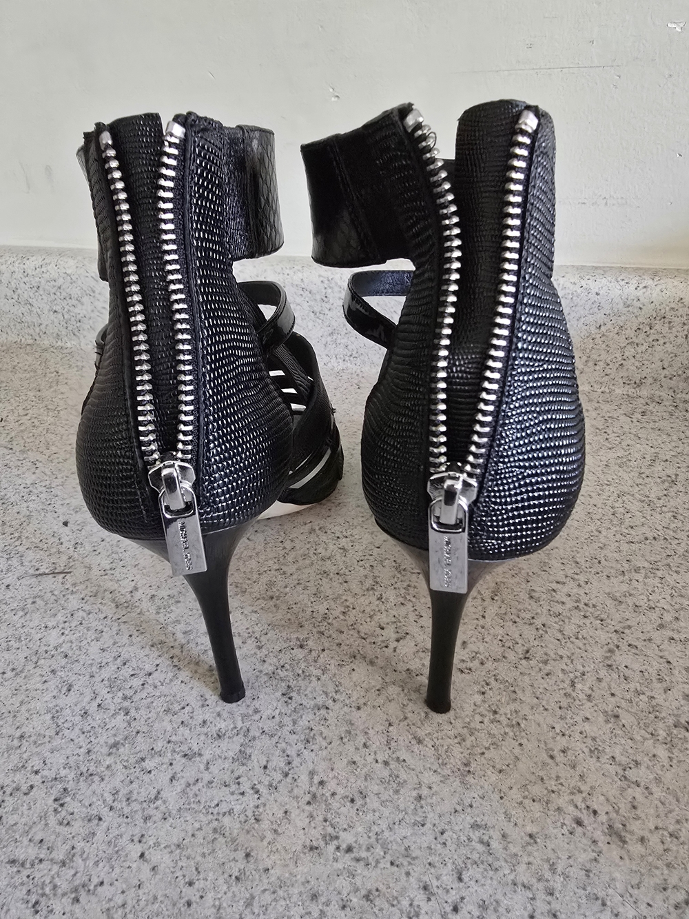Michael Kors Black Strappy High Heel Sandals with Ankle Cuff - Picture 2 of 5